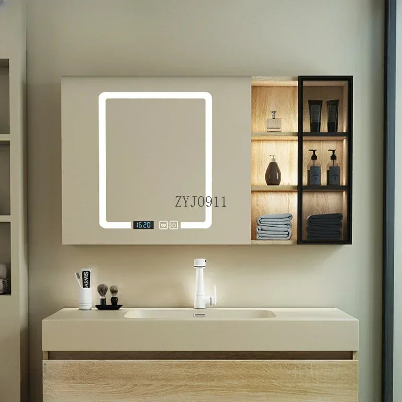 Furniture Luxury Vanity Bathroom Multifunction Home Storage Locker Mirrors Space Saving Cabinet Salon Station Floor Wooden Towel