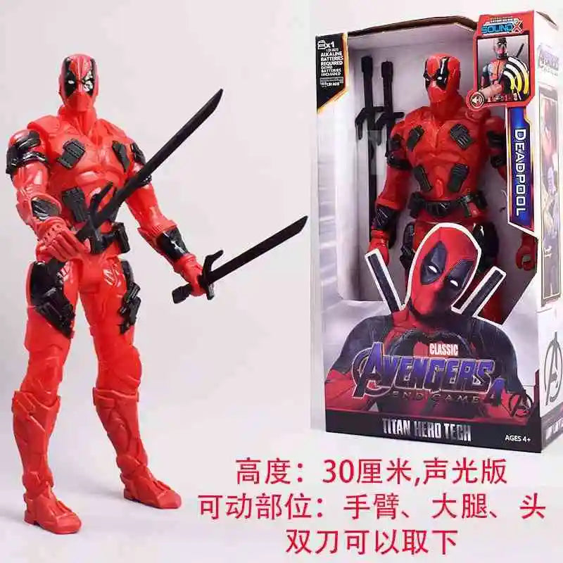 High Quality 30cm Marvel Avenger Toy Thanos Spiderman Iron Man Captain America Thor Black Panther Sound And Light Holiday Gifts