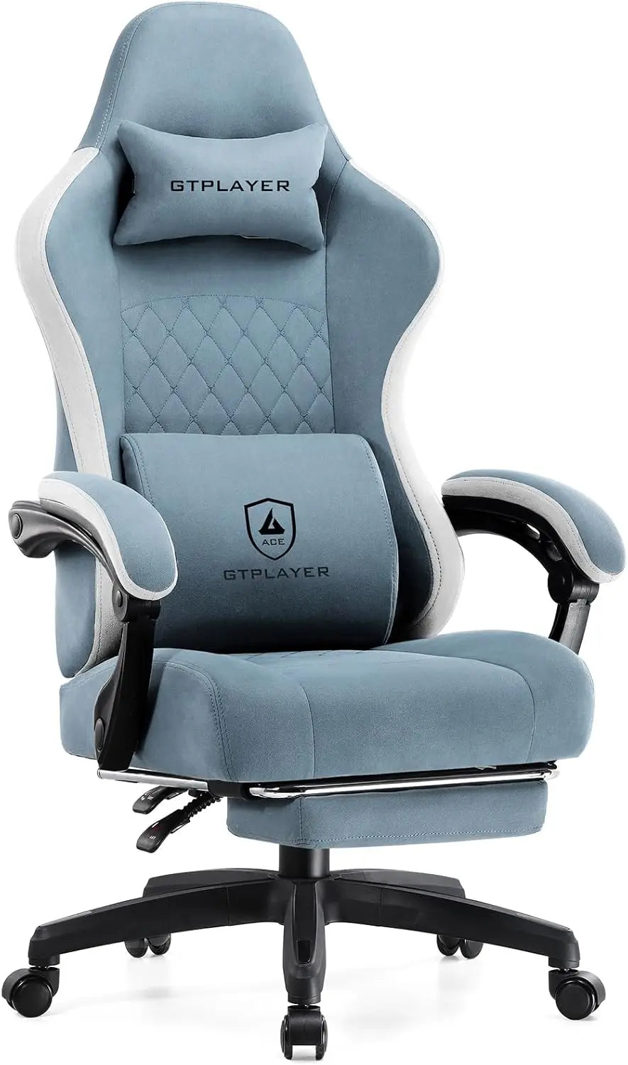 Office Chair, Gaming Computer Desk Fabric Chair with Footrest, High Back Ergonomic Office Chair with Pocket Lumbar Support