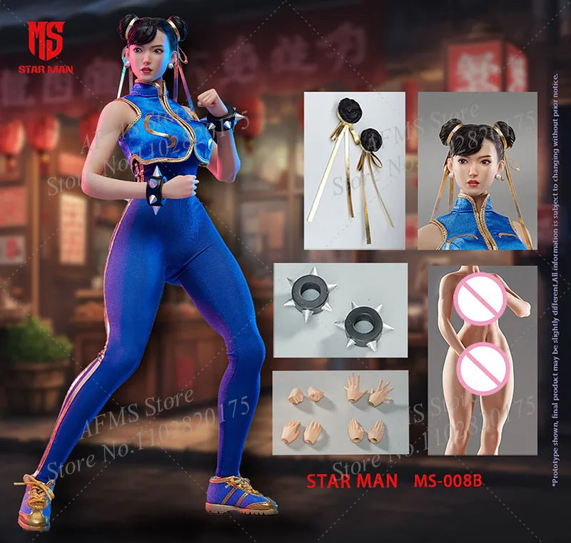 In stock STAR MAN MS-008 1/6 Women Soldier Chun-Li Classic Fighter Girl Fighting Girl 12Inch Full Set Action Figure Body Dolls