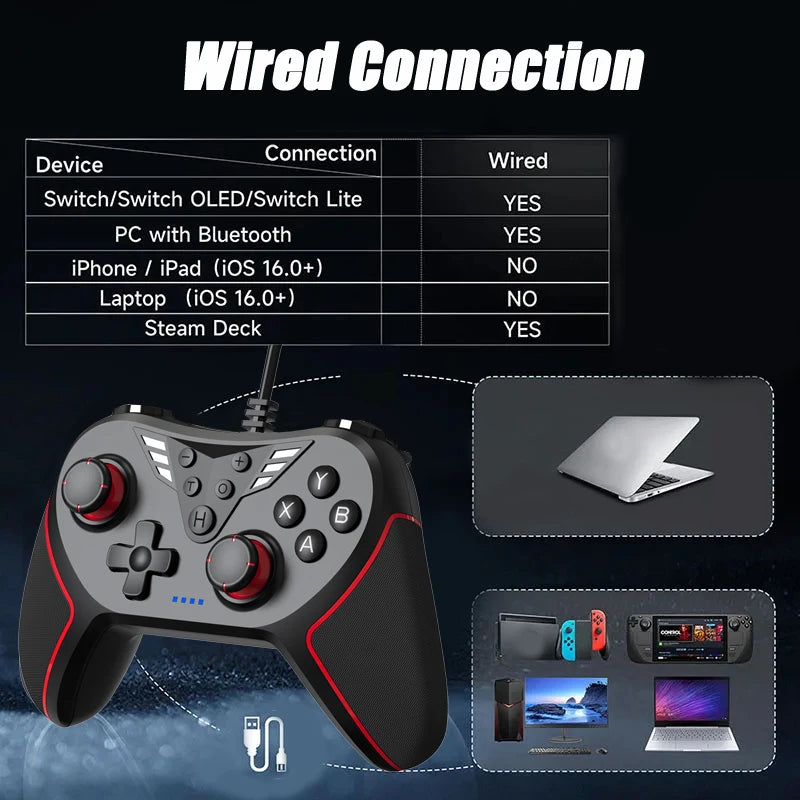 Wired Gaming USB Controller With High-Precision joystick Turbo for /Nintendo Switch/Switch OLED/Switch Lite/ PC/Steam