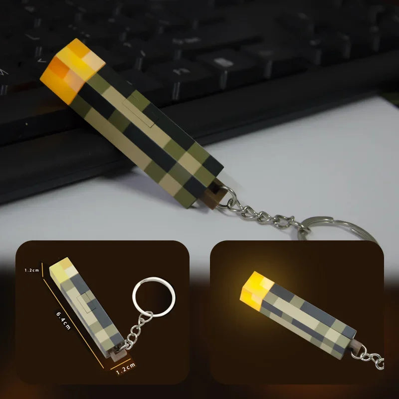 MC Game Brownstone Torch Lamp Figure Colors LED Night Light Bedroom Decorative Table Lamp USB Charging with Buckle Kids Toy Gift