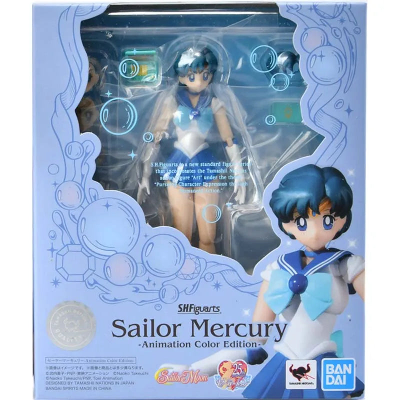 Bandai Sailor Moon Anime Figure SHF Chibi Moon Sailor Moon Mercury Mars Jupiter Venus Uranus Neptune Action Figure Toys Gift