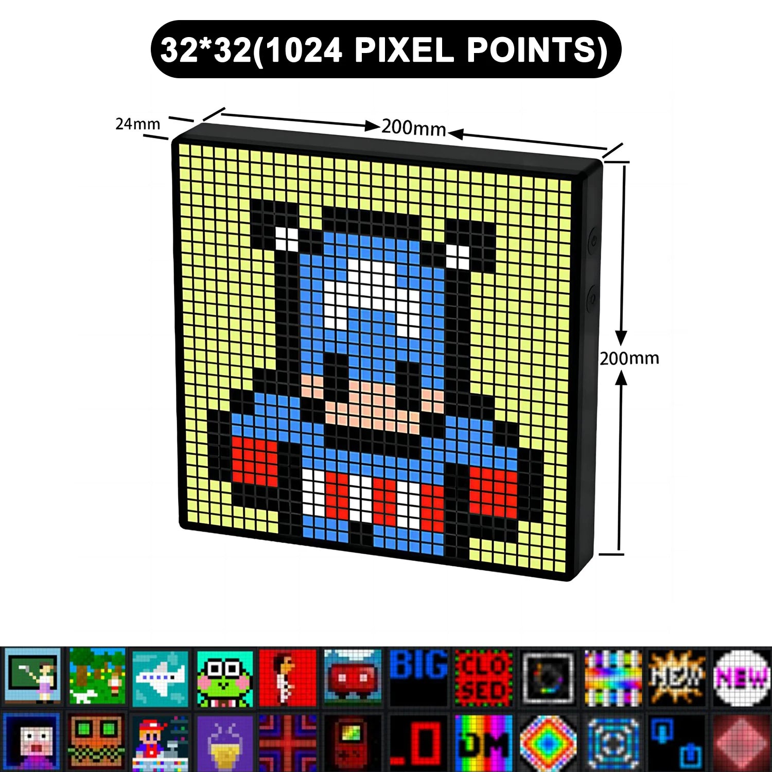 LED Pixel Display Panel Night Light Bluetooth APP Control Photo Frame Animation Display Beside Decoration Light For Room Decor