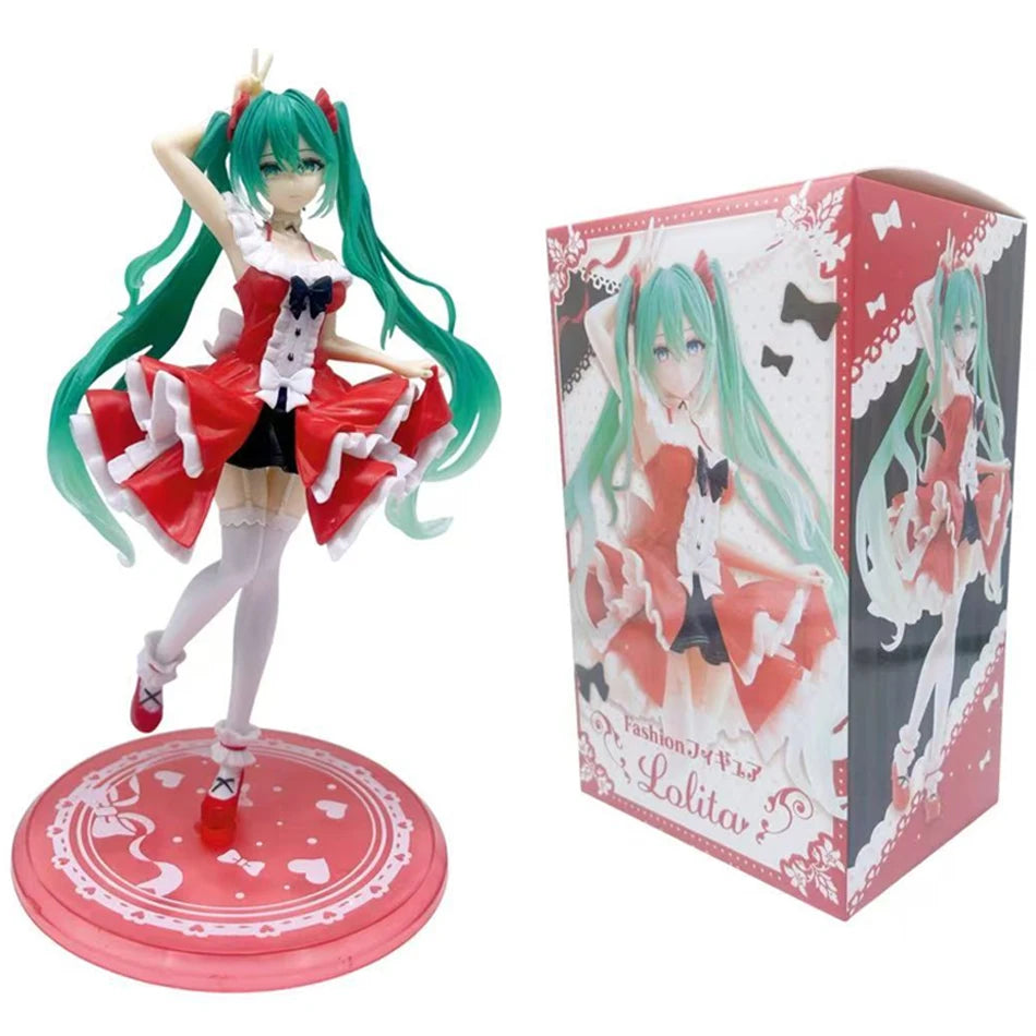 Anime-Figur Hatsune Miku, Mini-Charakter-Ornamente, Kawaii, pink-grüne Hatsune-Tischdekoration für Zuhause, Spielzeug für Erwachsene, Kindergeburtstag
