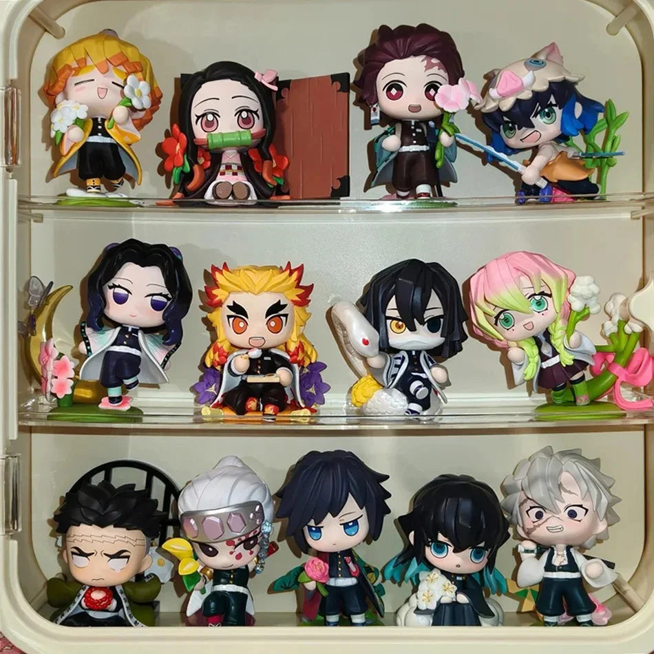 12 Styles Demon Slayer Anime Figure Set Q Version PVC Collectible Model Toy for Kids Adults Anime Fans Gift