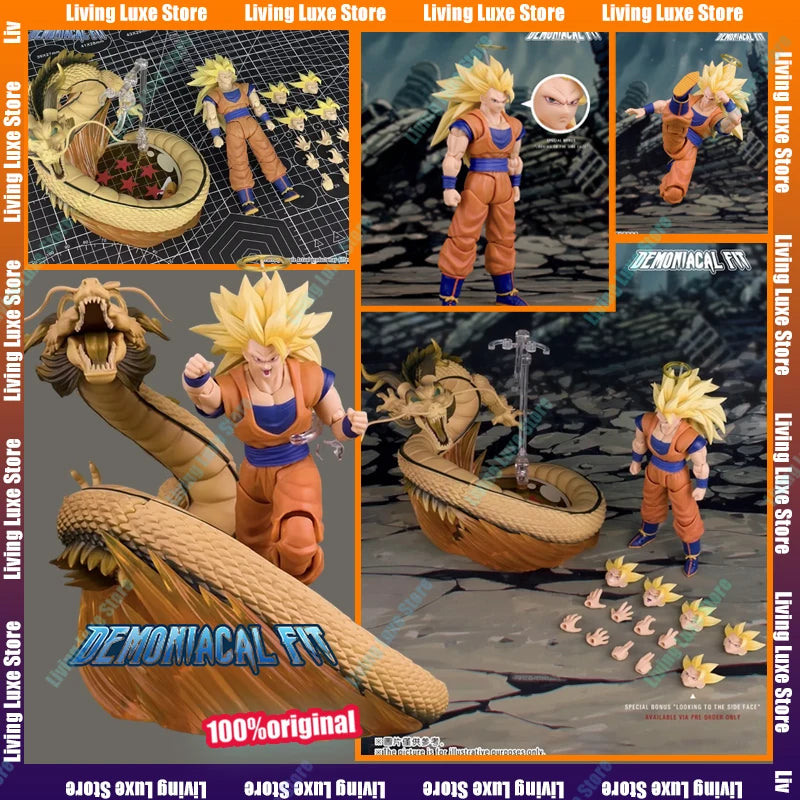 HOT Demoniacal Fit SSJ3 Goku Figure Dragon Ball Z SHF Super Saiyan Goku Figurine Dragon Blaster Action Figures Model Toys Gifts