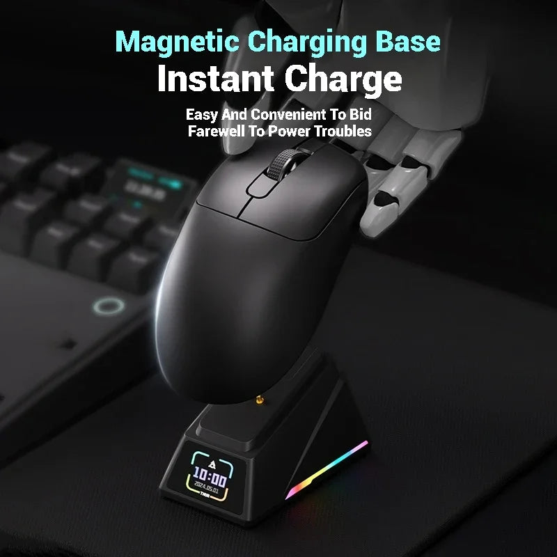 AJAZZ AJ179 PRO Kabellose Gaming-Maus – PAW3395-Sensor, magnetische Ladestation, anpassbare Makros, kompatibel mit PC/Laptop