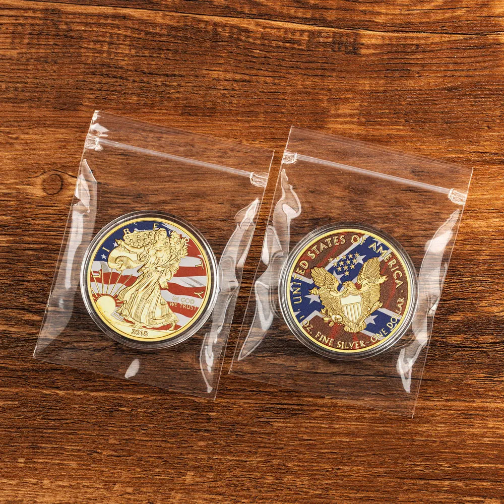 2018 United States Statue of Liberty Souvenir Coin Golden Plated Seal of The USA Bald Eagle Challenge Coin Great Gift