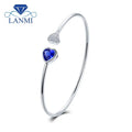 LANMI Solide 18 K Weiß Gold Natürliche Tansanit Armbänder Frauen Hübscher Armreif Diamant Versprochen Schmuck für Mädchen Party Geschenk