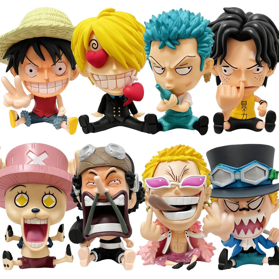 Anime One Piece Sitting Posture Luffy Suo Long Shan Zhi Character Figurine PVC Model Ornament Anime Peripheral Toys Gift