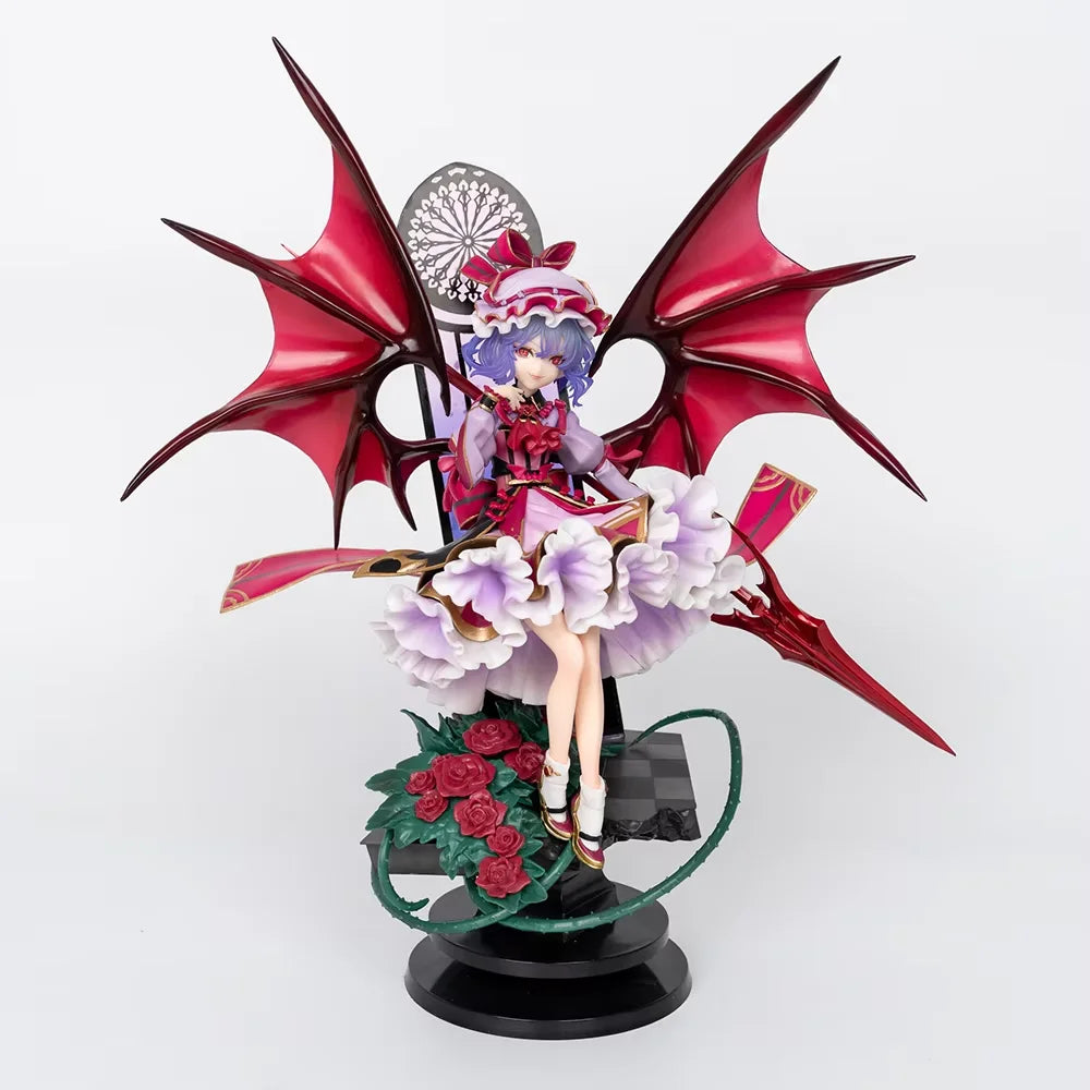 Touhou Project Remilia Scarlet Boxed Anime Figure Red Devil Wings Sitting Pose 31cm Collectible Statue For Anime Otaku Fans