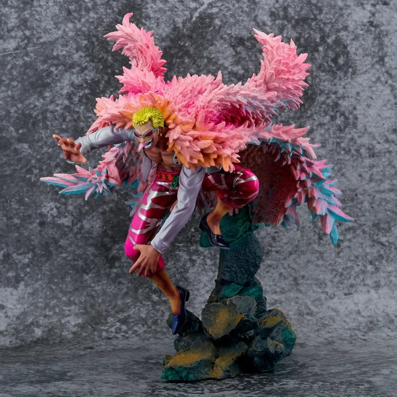 Bandai One Piece 33cm Actionfigur Donquixote Doflamingo Anime Portrait Piraten-Sammlermodell Puppe Spielzeug Dekoration