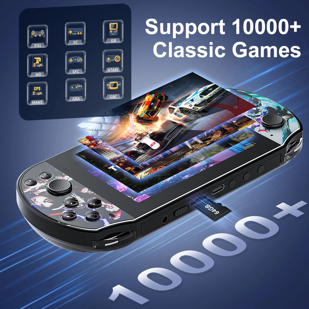 Q3 4,3-Zoll-Handheld-Spielekonsole IPS-Bildschirm Video Game Player HD-Spielekonsole Eingebaute 10000 Spiele für GBA GBC NES GBC