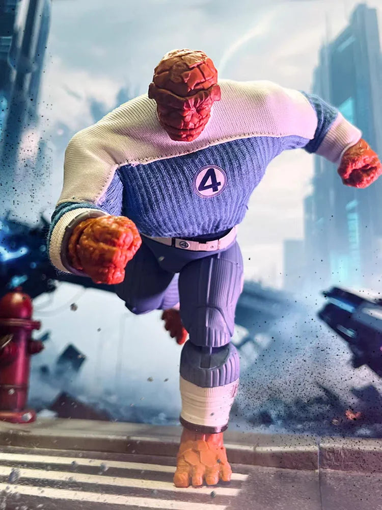1/12 Comic Fantastic 4 Thing Man Action Figure Blue White Mini Sweater Top Toys Clothes Accessory For 6" Ml Soldier Decoration
