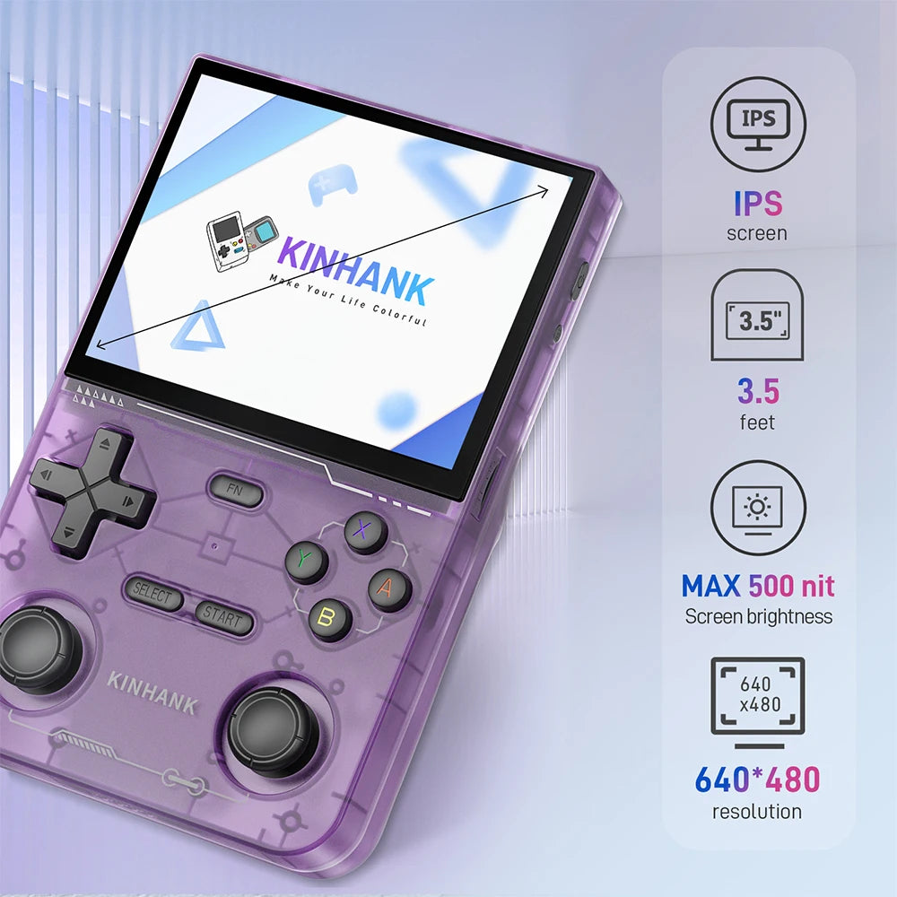 KINHANK K36 Retro-Handheld-Videospielkonsole, 500nit, 3,5-Zoll-IPS-Bildschirm, 16000 Spiele-Emulator für PS1/PSP/DC/N64/SS