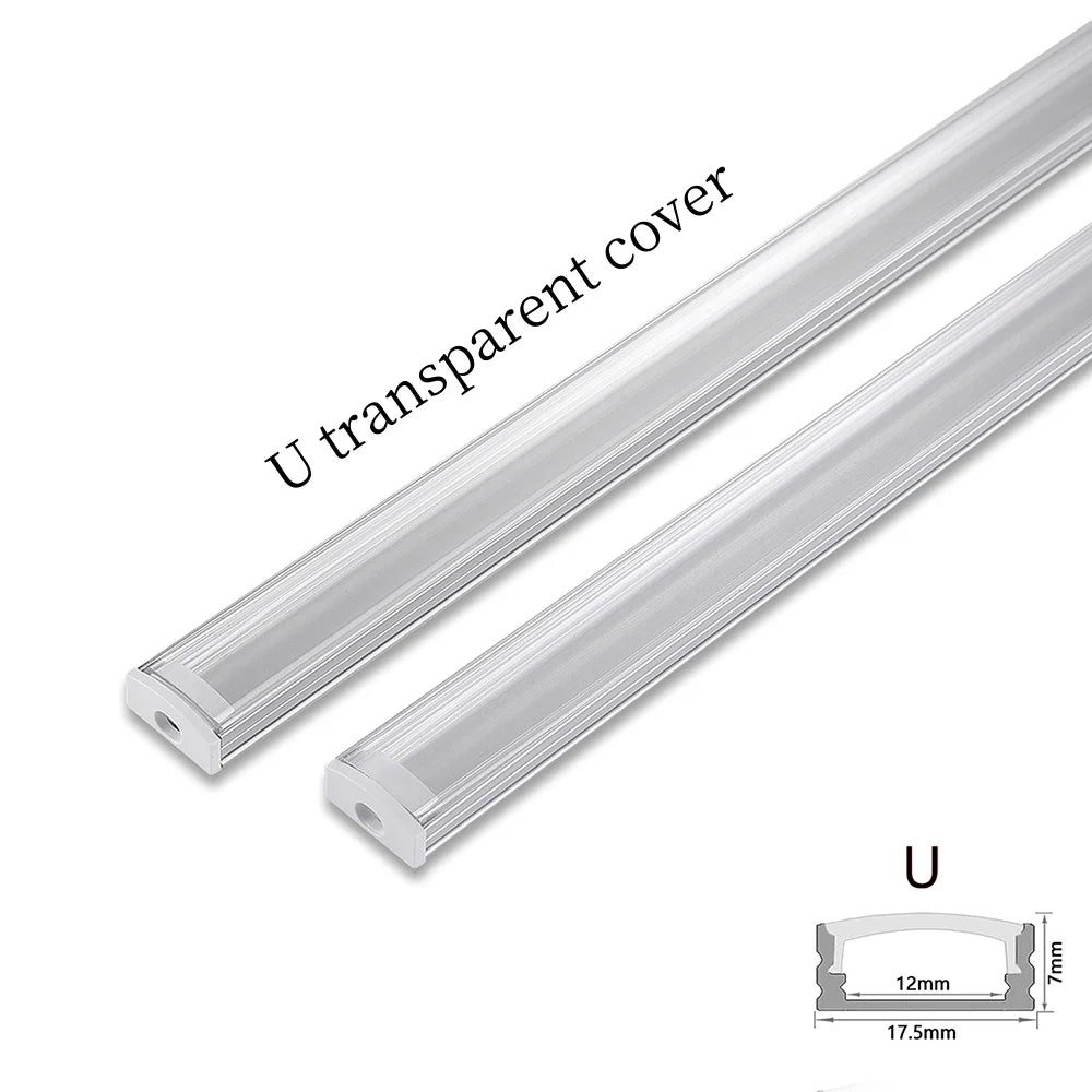 LED Strip Aluminum Profile 50CM Recessed Surface Mounted Aluminium Channel with Diffuser PC Cover for 8mm 10mm Linear Lighting