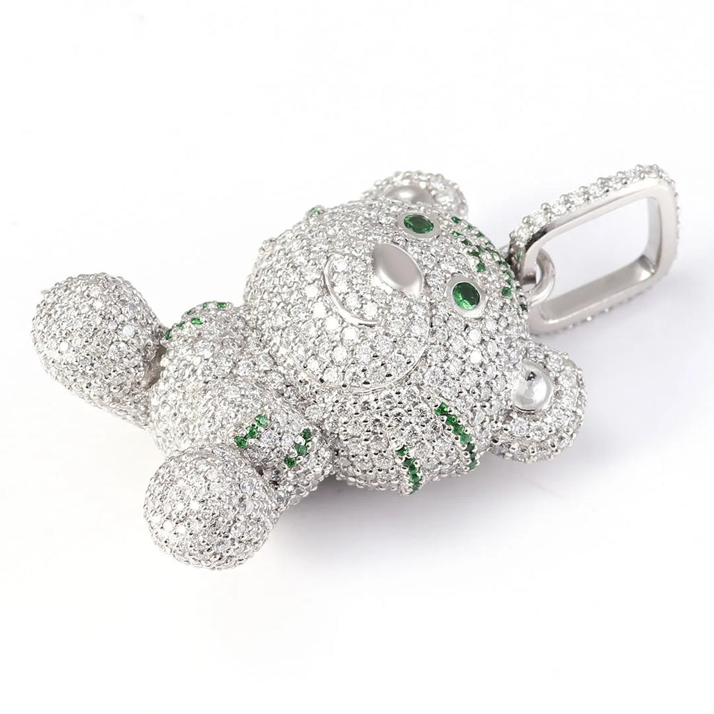 Provence Platin Cartoon Bär Charm mit voll gepflasterten runden Moissanite Diamanten für Frauen Personalisieren Charakter Charm Jahrestag