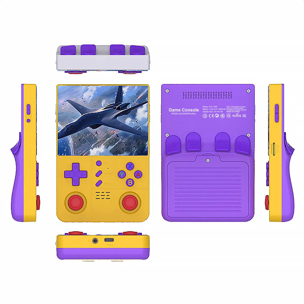 R40xx Pro Max Gaming Console - 4.2" IPS Screen + Dual Joystick | Built-in Wi-Fi Portable Video Player (Solid Color)