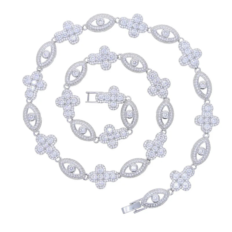 Icedminer 5A Zircon Cross Infinite Eye Necklace Cuban Chain Iced Out For Men And Women Fashion Hip Hop Jewelry Free Shipping