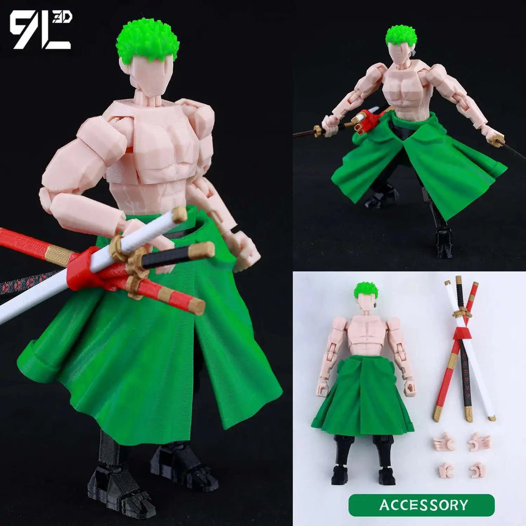 9L 3D Printed Roronoa Zoro One Piece Lucky Dummy 13 Movable Shapeshift Action Figures Mannequin Toys for Anime Lovers