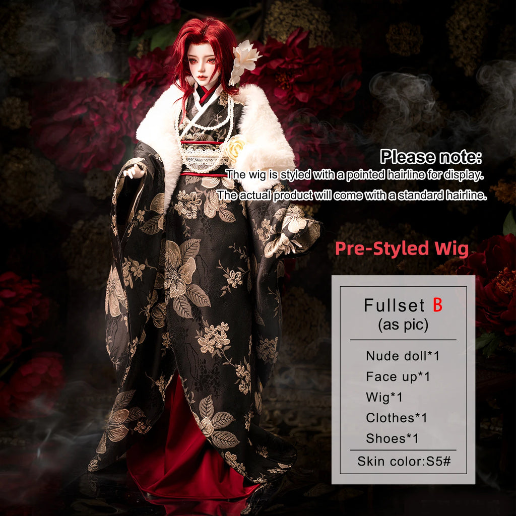 BJD Doll 1/3 Zhihui Fullset B Japanese Kimono Style The Boss Lady Underworld Shuga Fairy Resin Figure with Appliqués