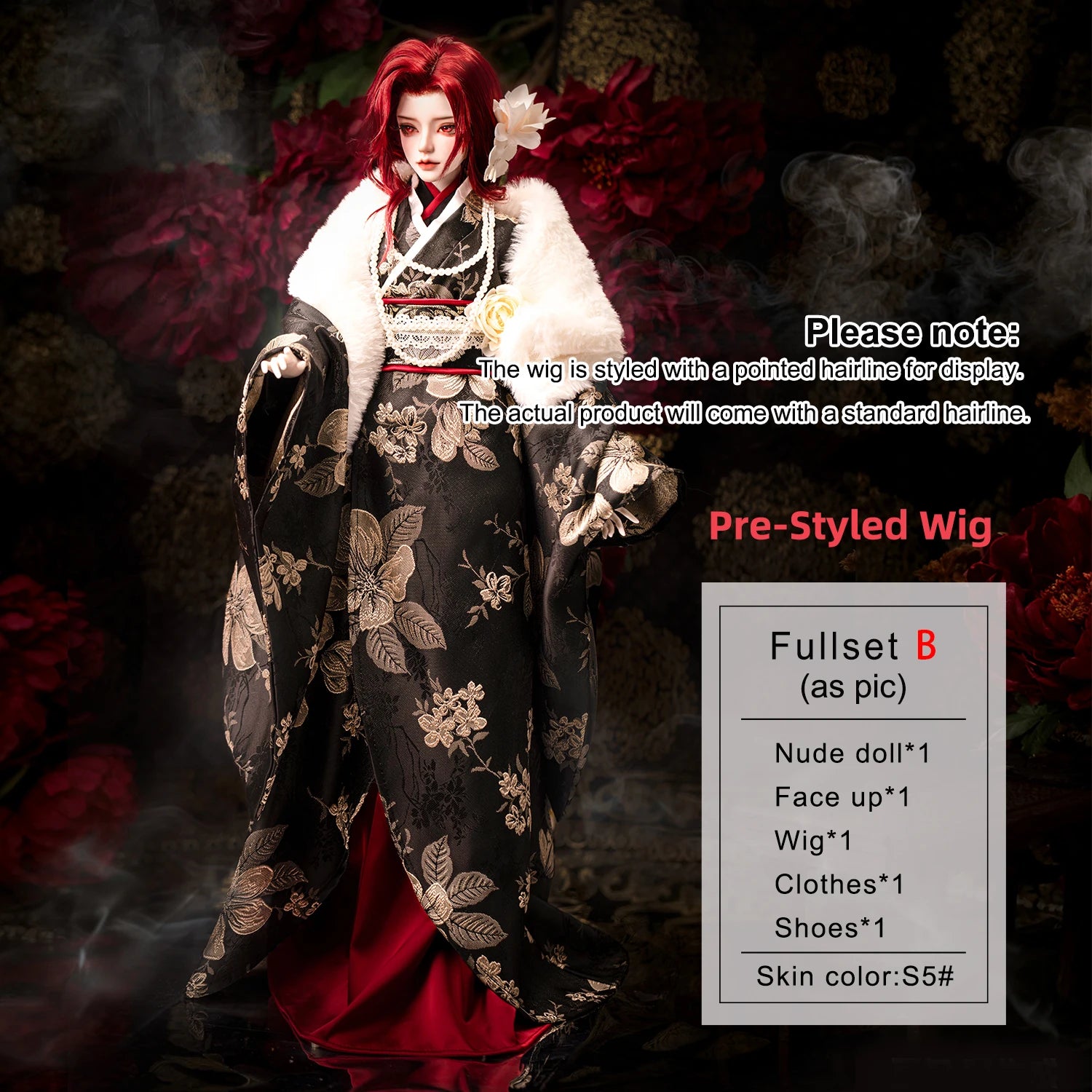 BJD Doll 1/3 Zhihui Fullset B Japanese Kimono Style The Boss Lady Underworld Shuga Fairy Resin Figure with Appliqués