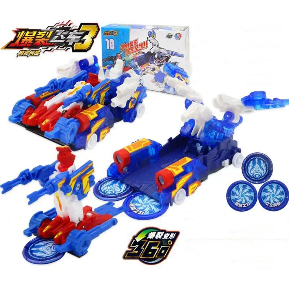Screechers Explosive Speed Car 3 Metamorphosis Action Figures Children Gifts Boys Toy Ejection Flip Deformation Double Car
