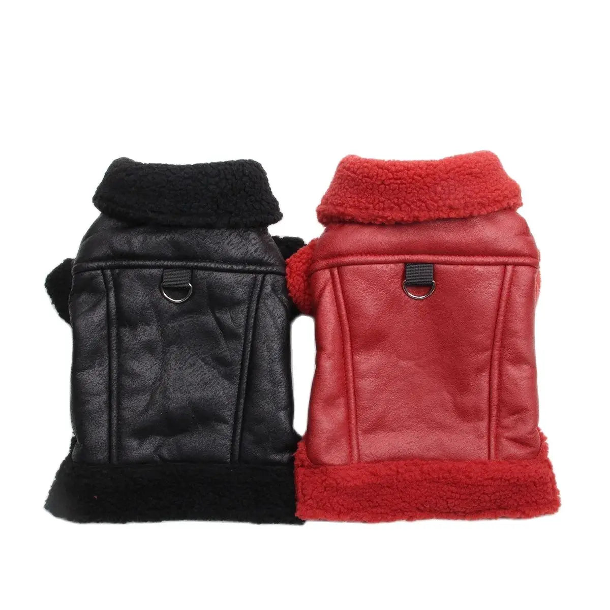 Winter Hundemantel Jacke Kunstleder Fleece Warm Haustier Welpe Warme Kleidung Bekleidung Outfit