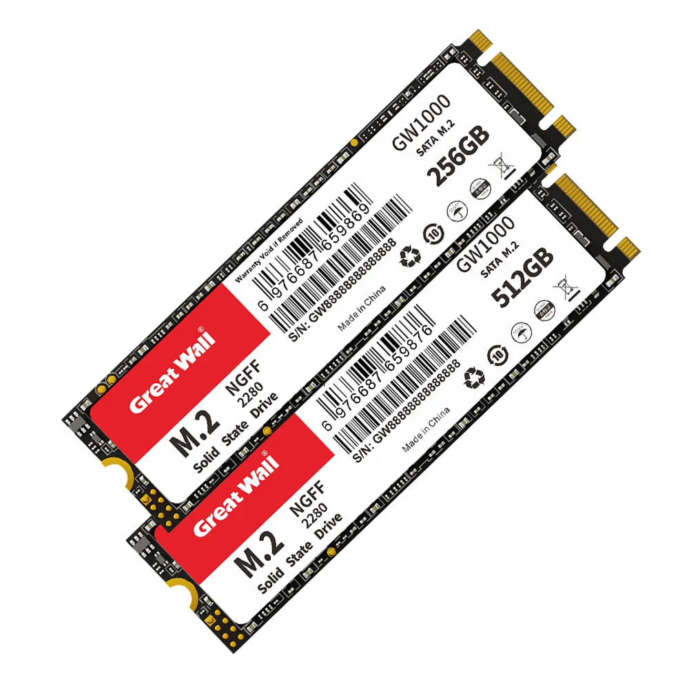 Great Wall M.2 2280 SSD Hard Disk 128GB 256GB 512GB 1TB NGFF 2TB Solid State Drives 540MP/S M2 SATA for Desktop PC Notebook