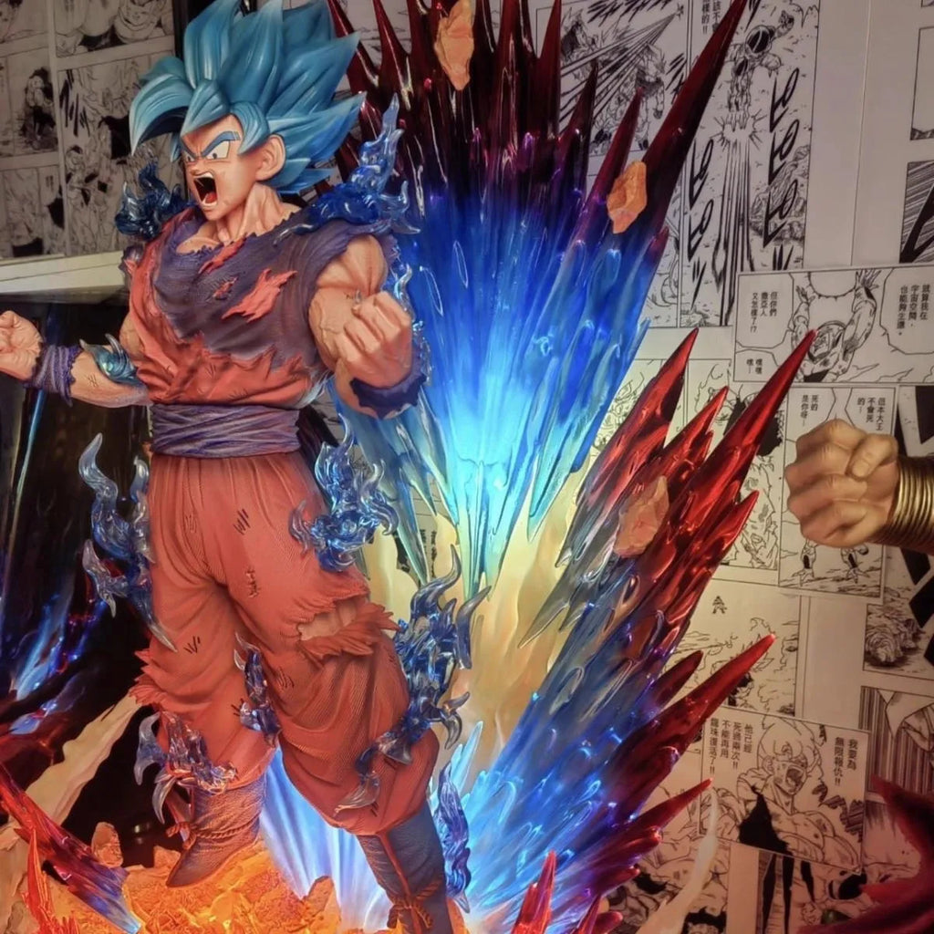 45cm Dragon Ball Goku Super Saiyan God Super Saiyan Anime Figure Model Statue Boys Collection Desktop Decoration Ornament Toys