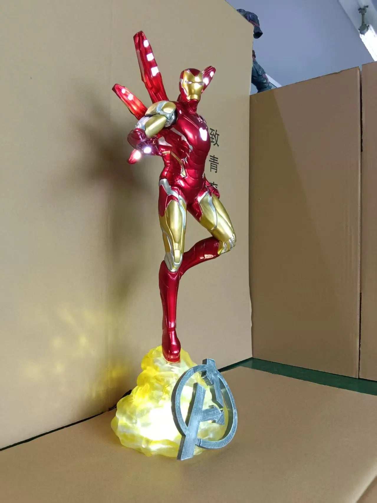 Marvel Studio Iron Man The Avengers 17.71Inch/45cmGuardian Can Move glowing PVC figure Battle Posture ornament Model Toys Gifts