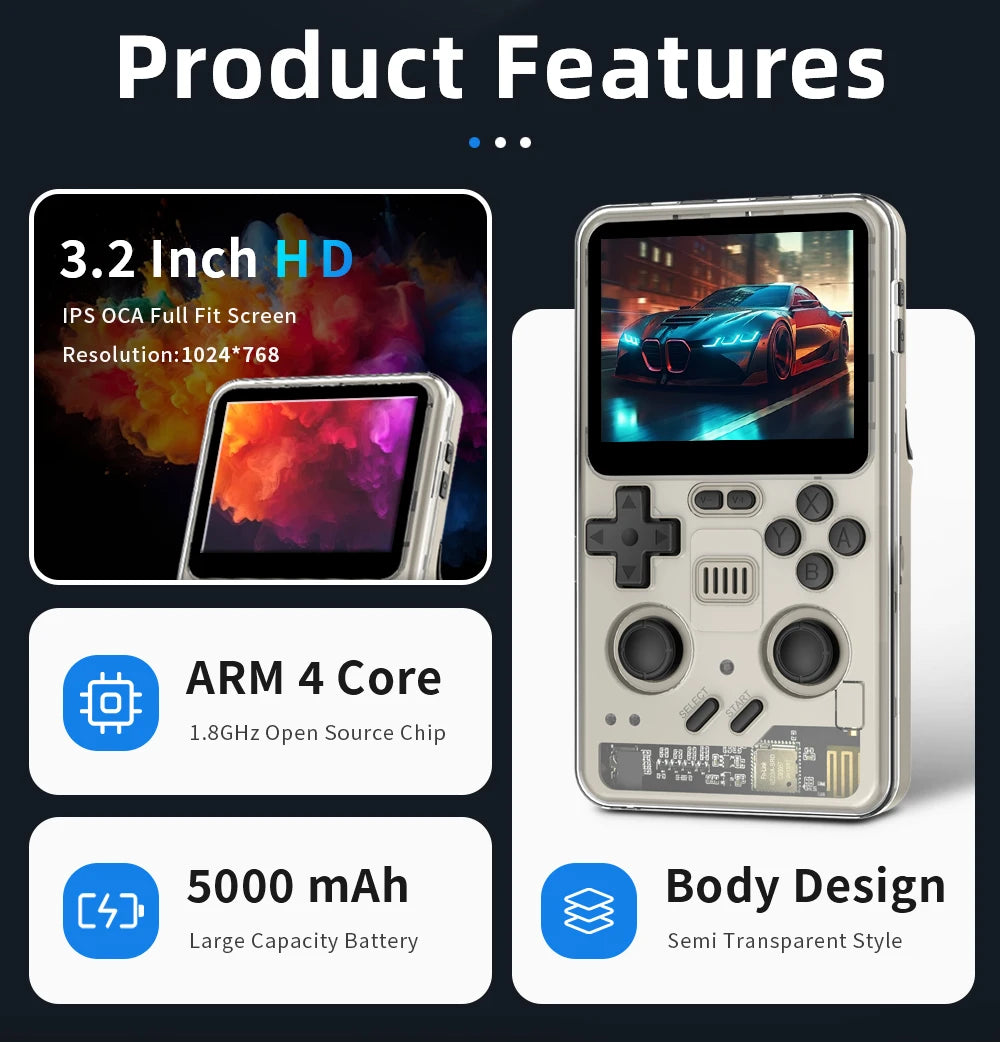 POWKIDDY RGB20PRO Retro Handheld Gaming Console 3.2-inch IPS Screen Built-in WiFi 2.4G + Bluetooth Linux System Cheap Kids Gifts