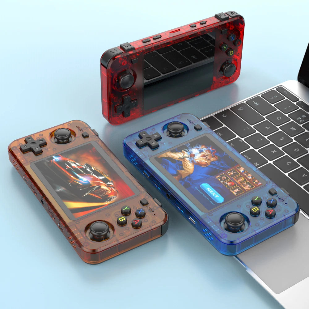 BOYHOM Neue R36H Handheld-Spielekonsole 3,5-Zoll-IPS-Bildschirm Linux RK3326 Retro-Videospiel-Player 3000 mAh 64G 10000+ klassisches Spiel