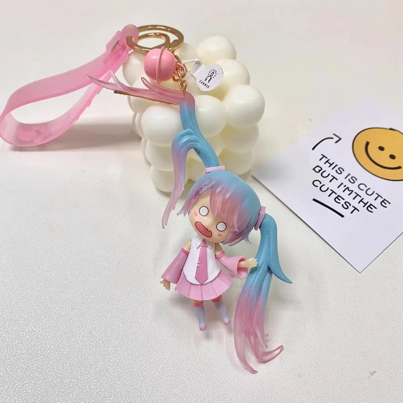 11cm Virtual Singer Anime Figure Two-dimensional Kawaii Q Version Princess Pendant PVC Desktop Car Case Ornament Collection Doll
