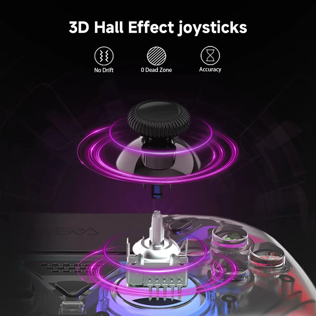 Transparent Wireless Controller HG-04D for PS5/PC/iOS/Android/Steam with BT 5.3,Macro Button,Touchpad,Hall Triggers & Joystick
