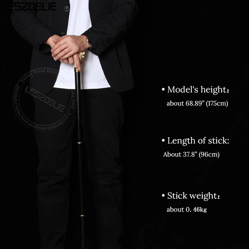 96 cm Tigerkopf mit luxuriösem Mustergriff, schwarzer Stock, Herren, deutscher Buchenholz-Gehstock, Damen, modische dekorative Stöcke