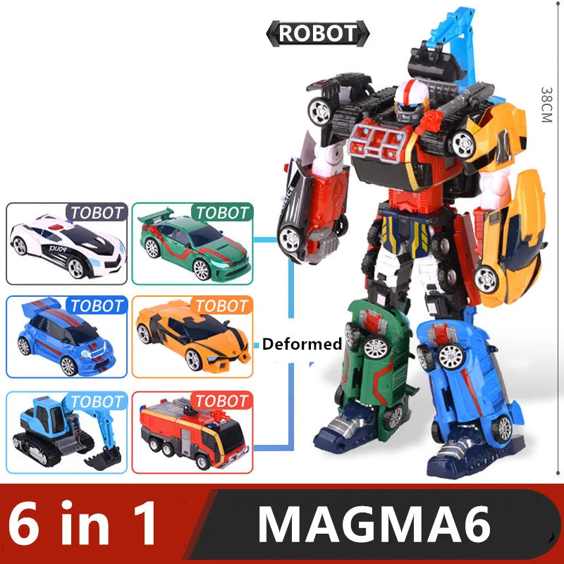 Original Tobot Deformation Robot 6 in 1 Transforming Car ALPHA  Action Figure Korea Anime Cartoon Brothers Warrior MAGMA Toys