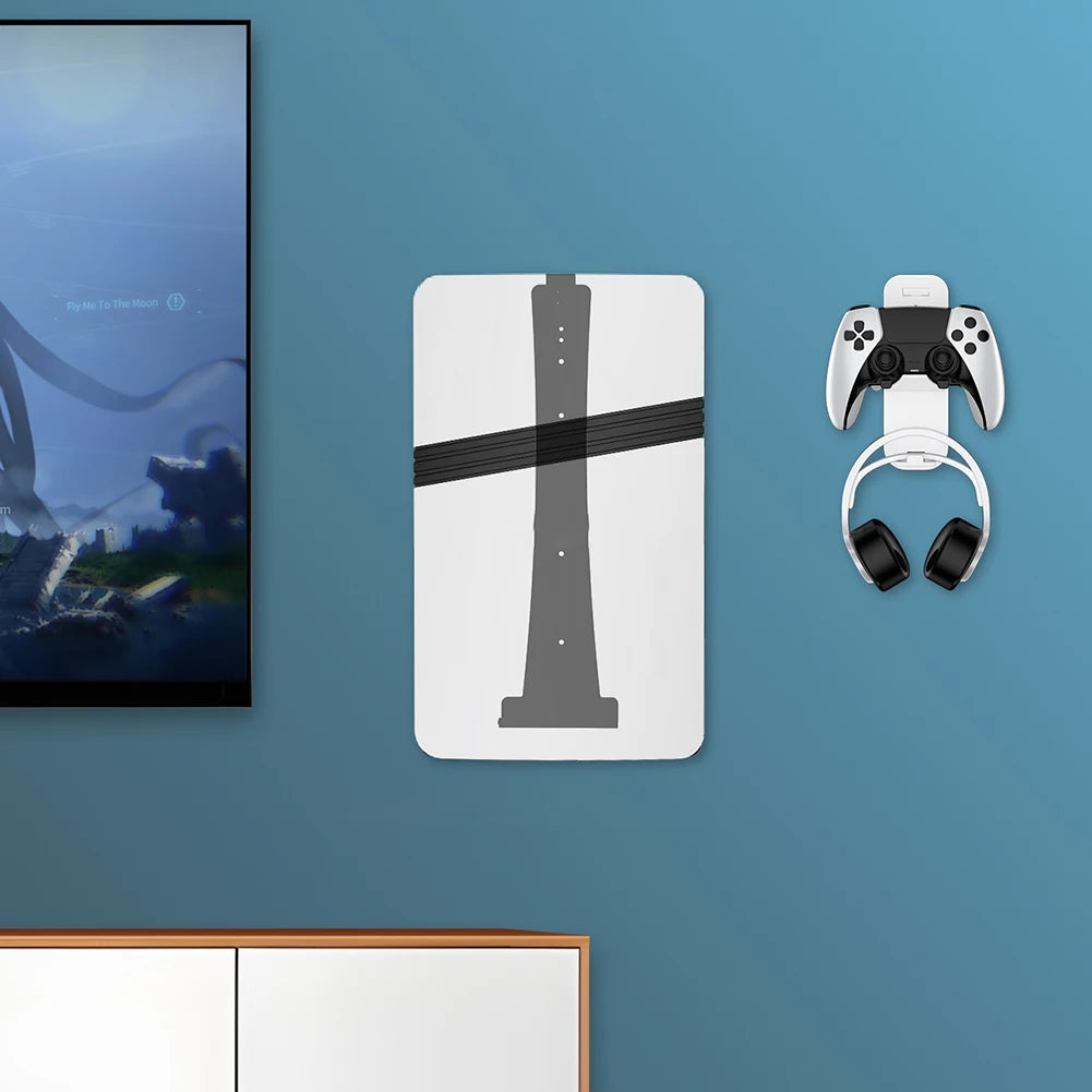 For PS5 Pro/PS5 Slim/PS5 Console Wall Mount Storage Hook Set Controller Headset Display Holder Host Wall Bracket