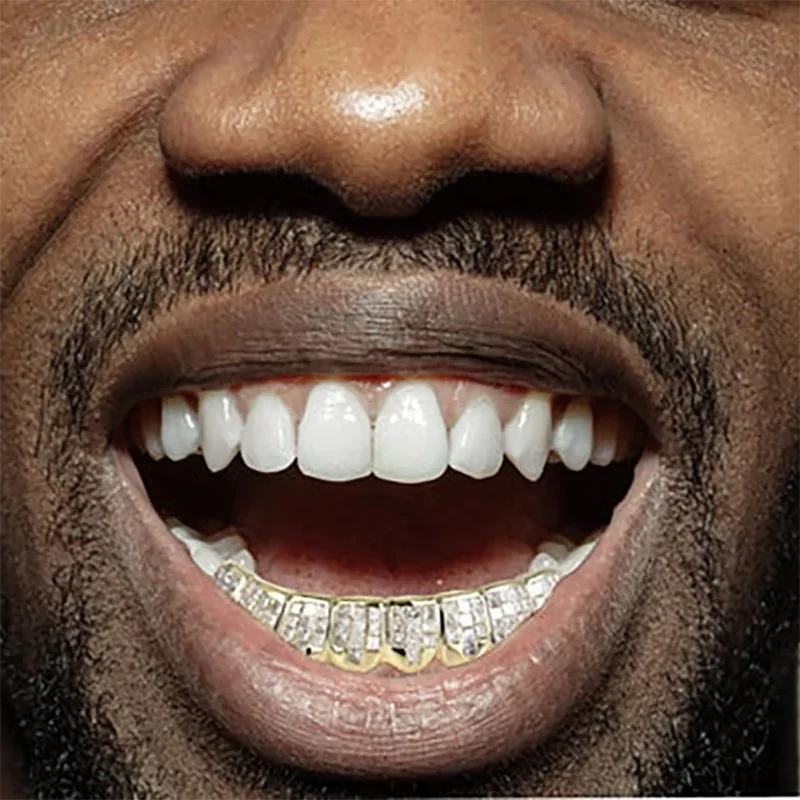 Custom Diamond Teeth Grillz Princess Cut Moissanite Diamond 8Top 8 Bottom Silver 925 Yellow & White Hip Hop Grillz Grill