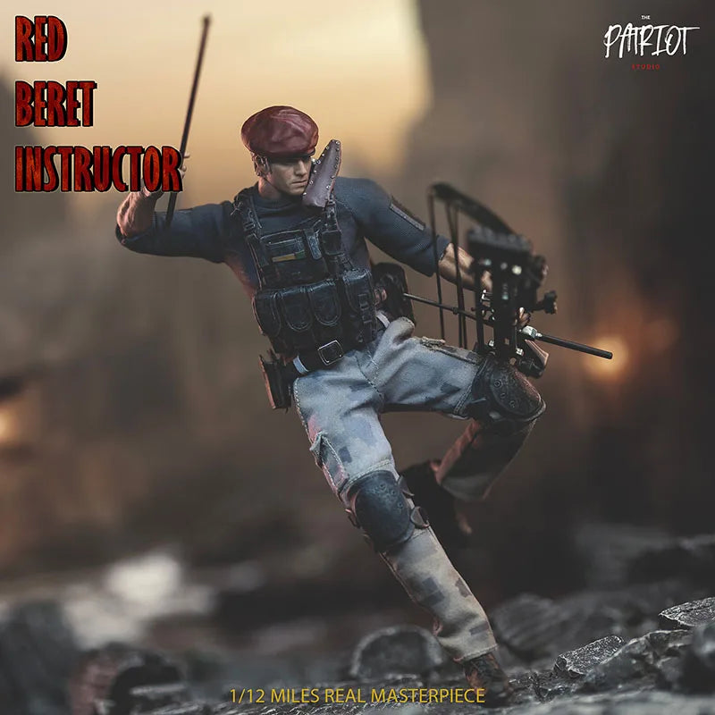 Patriot Studio 1/ 12 Handsome Red Beret Instructor Male Soldier Full Set Fit 6inch Action Figure Model with Bow Arrow Equipment