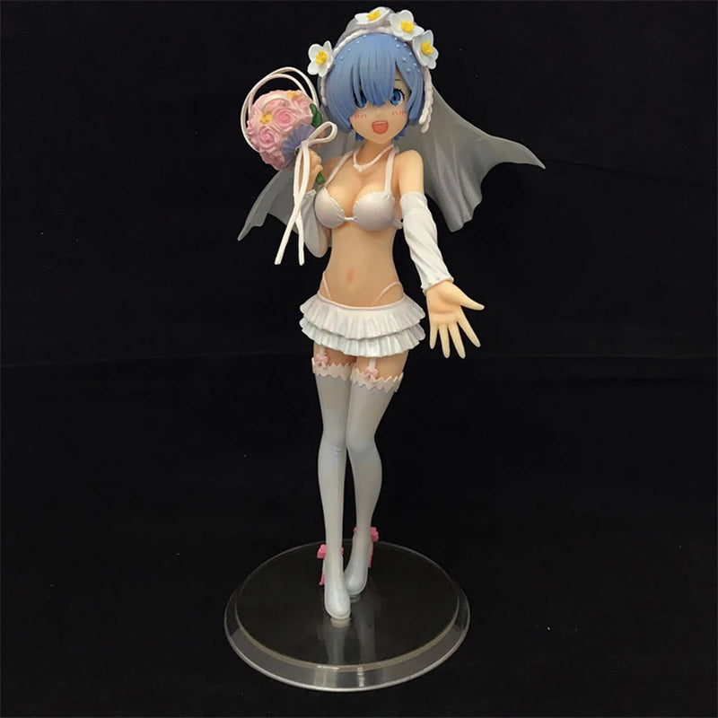 Re:Zero Starting Life In Another World Rem & Ram Bridal Dress Standing Pose Version Anime Figure Model Statue Collection Toy