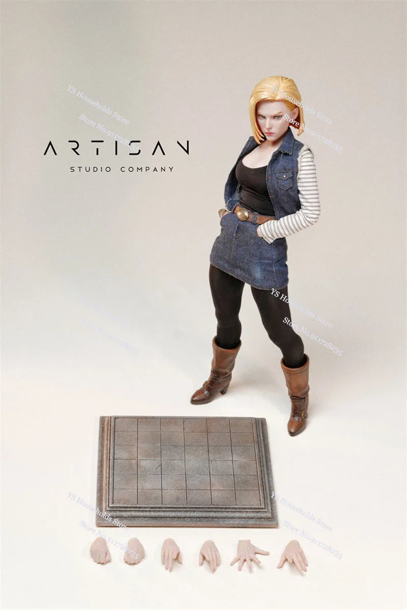 ARTISAN Studio 1/6 Gold Hair Android No.18 Delicate Painted Female Action Figure Collection Anime Memory 12" Female Soldier Doll
