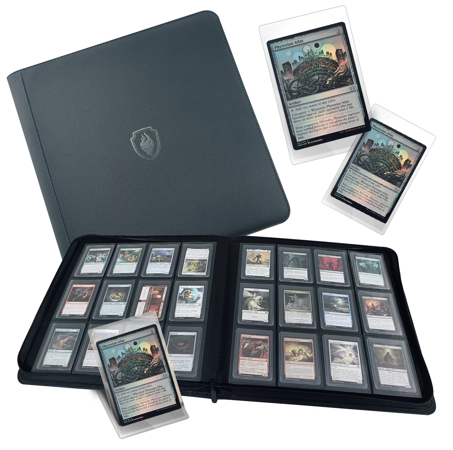 Holds 384 Toploaders | 12-Pocket | Ringless Double-Sided Pockets |  Premium Top Loader Binder for Trading Cards