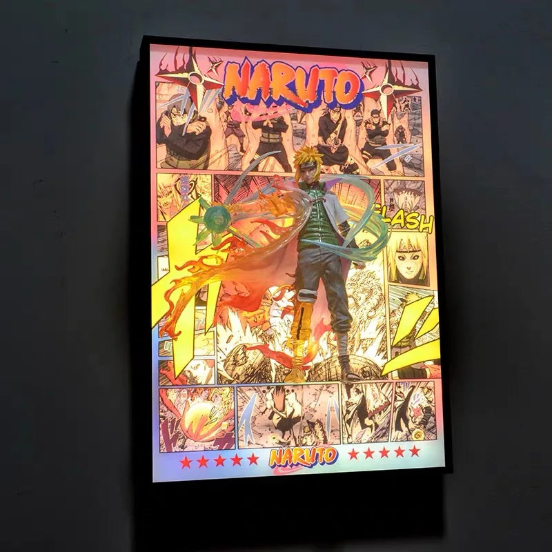 3D Uzumaki Naruto Figure LED Painting Poster Desktop Ambient Light For Children's Room Hanging Painting Decorative Picture
