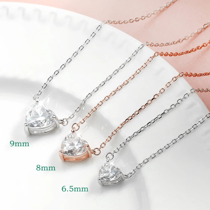 Smyoue 1CT 2CT 3CT Herzschliff zertifizierte Moissanit-Halskette für Damen, 18 Karat vergoldeter Schmuck, Sterlingsilber S925, Anhängerkette