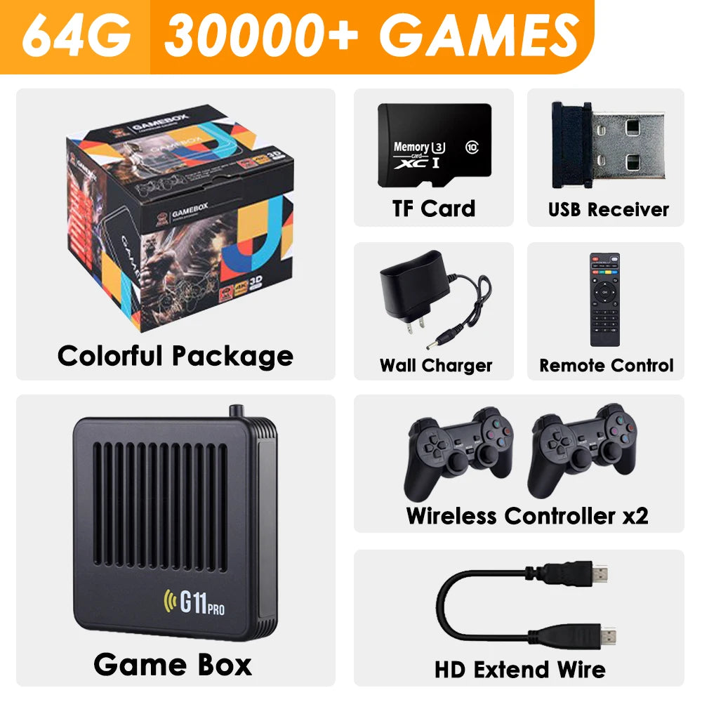 G11 Pro Poweful Video Game Box Super Console TV Android and EmuELEC Game System S905X3 Chip 64/128/26GB 20000+ Free Games