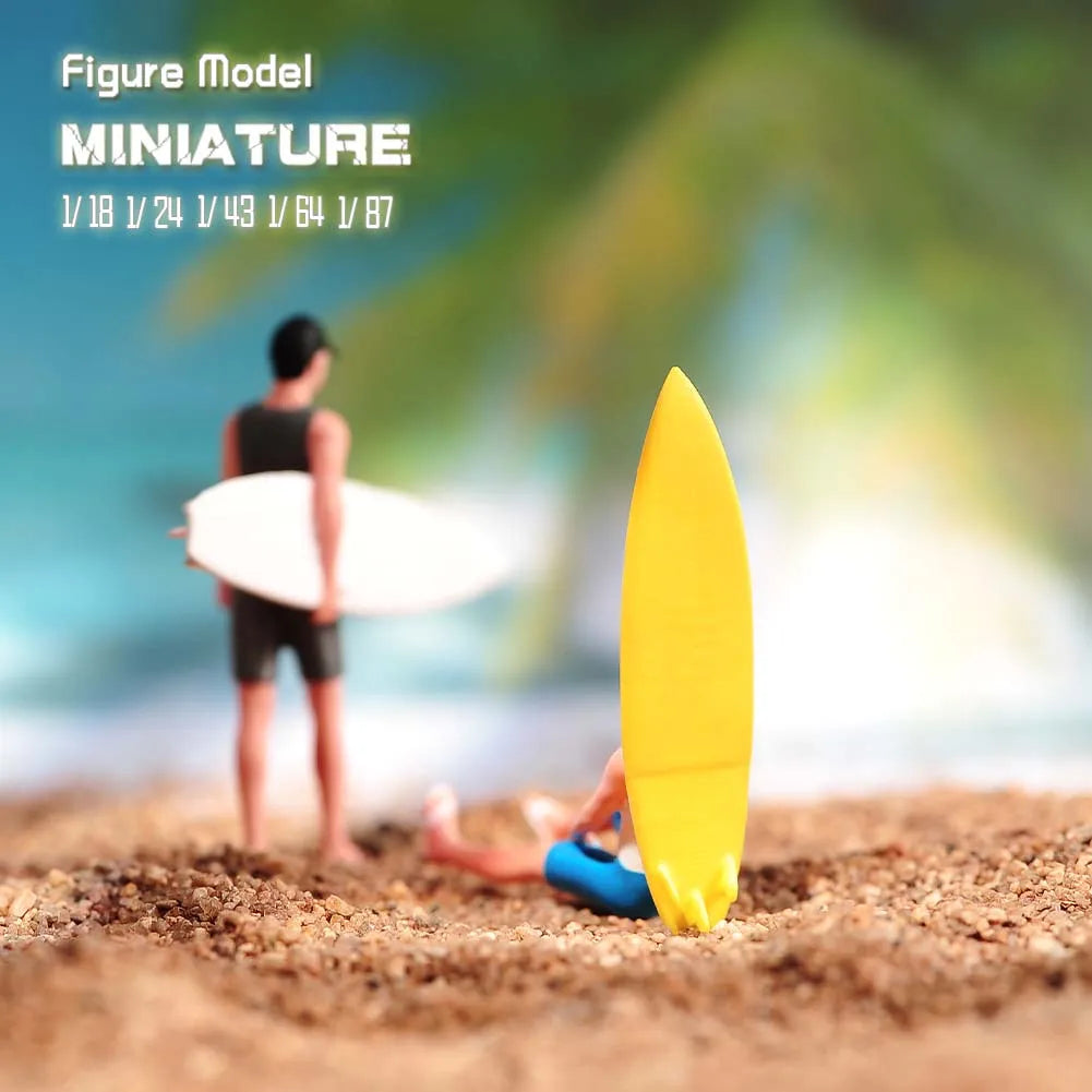 Painted Miniatures 1/18 1/24 1/43 1/64 1/87 Two Teenagers Preparing To Surf By The Seaside Figure Model Toys View Decoration