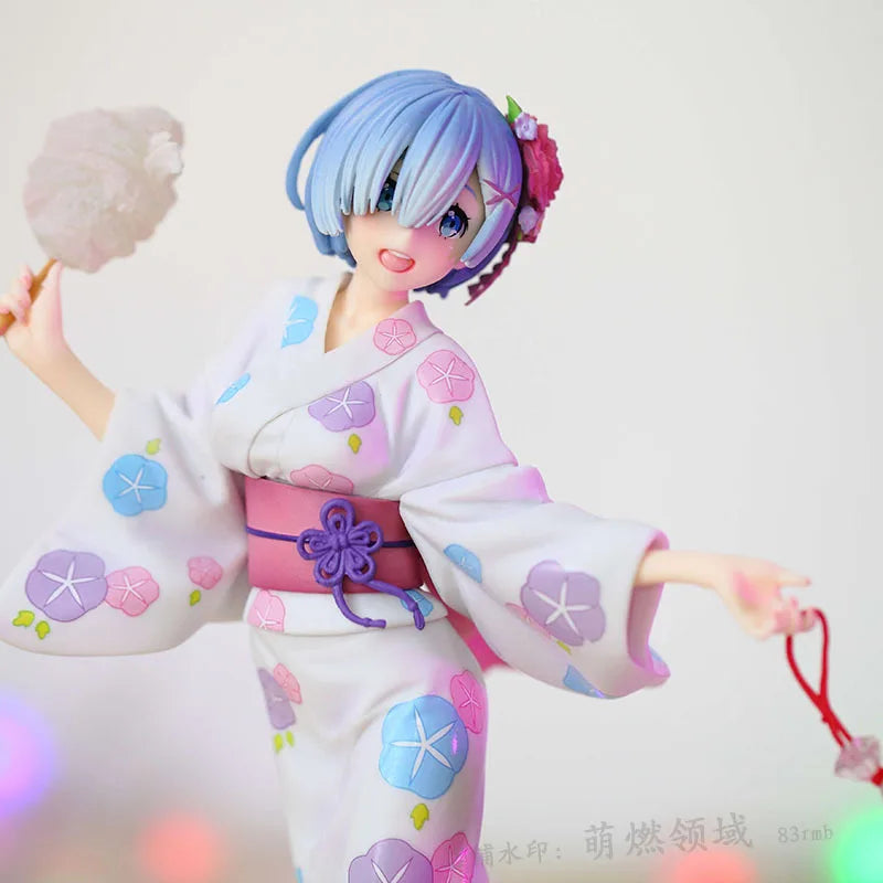【Premium Version】23cm Re:Zero−Starting Life In Another World-Rem In Yukata(Summer Kimono)Anime Figure Model Desktop decoration