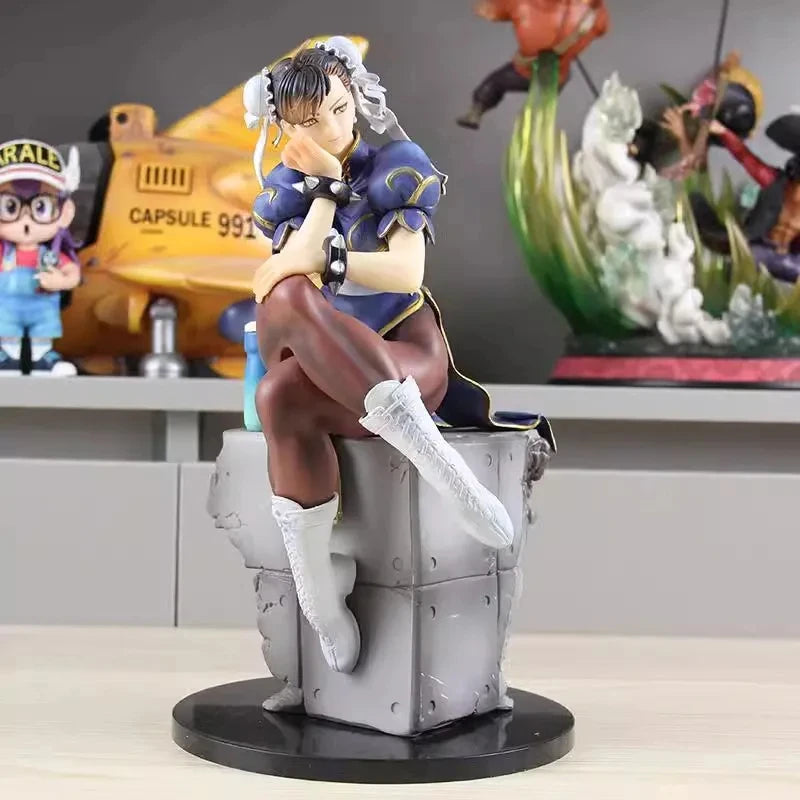 Game Street Fighter Figures Model Fighting Chun Li Action Figure Sitting Figurine Anime PVC Collectible Toys for Decoration Gift